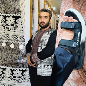 Embroidered Afghan Waistcoat black and white