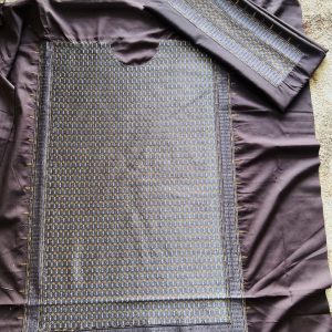 Kandahari Perahan – Rich Brown with Golden and White Detailed Embroidery